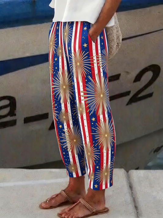 Women Striped Long Pants Vintage Spring/Fall Trousers
