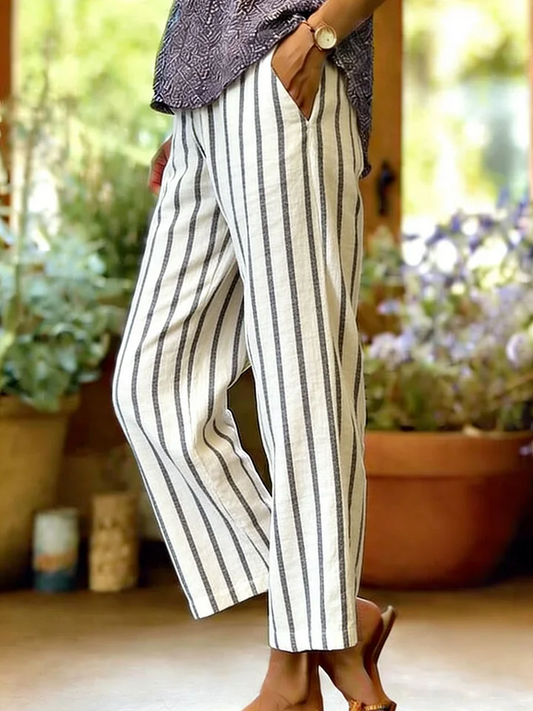 Women Striped Ankle Pants Pants Casual Spring/Fall Trousers