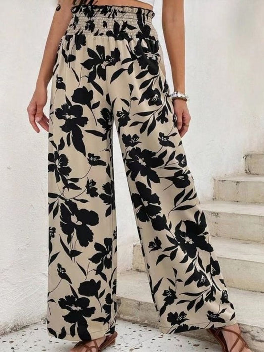 Women Geometric Long Elastic Waist Pants Casual Spring/Fall Trousers