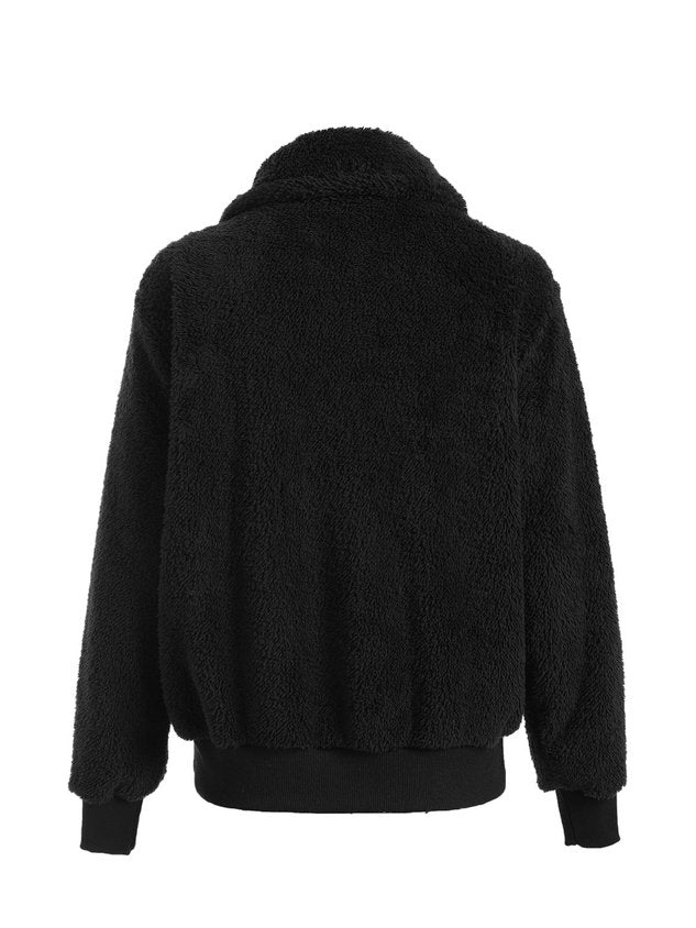Women Spring/Fall Outerwear Casual Split Joint Plain Long Sleeve Shawl Collar Jacket